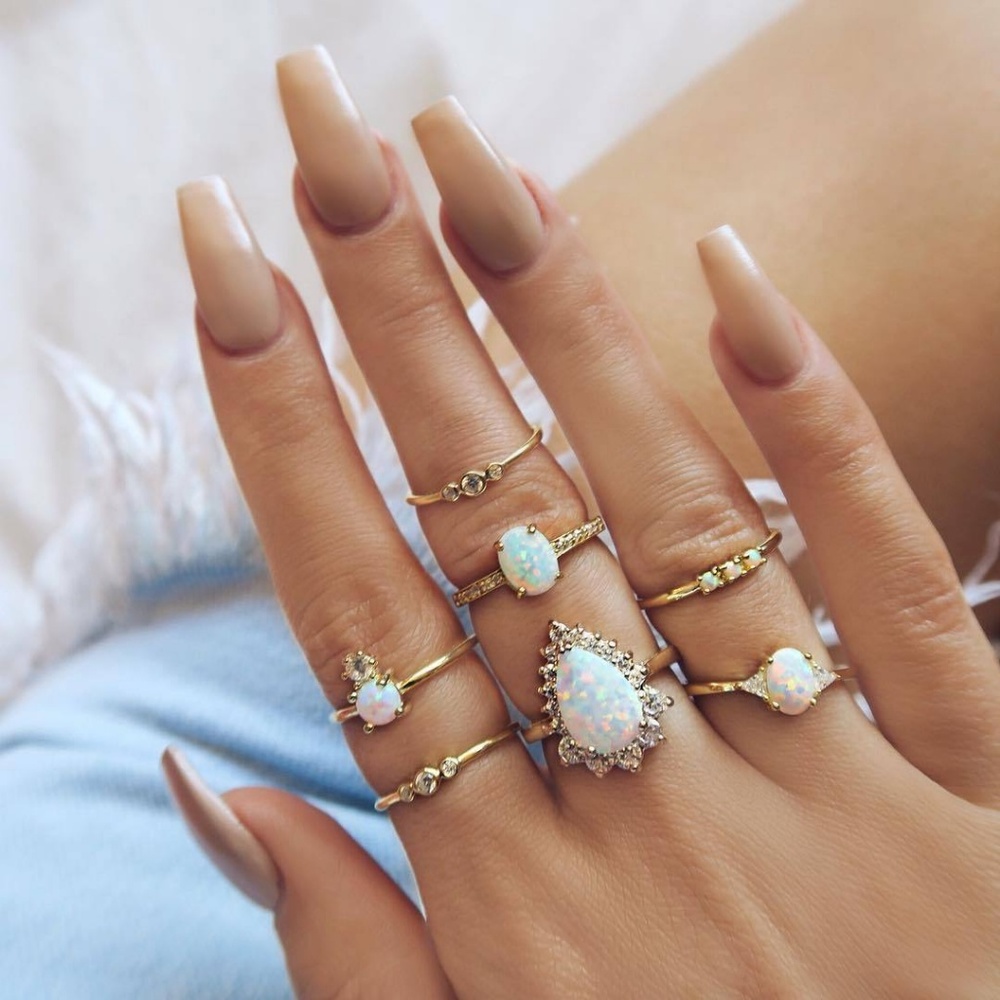 7 Piece Antique Opal Ring Set